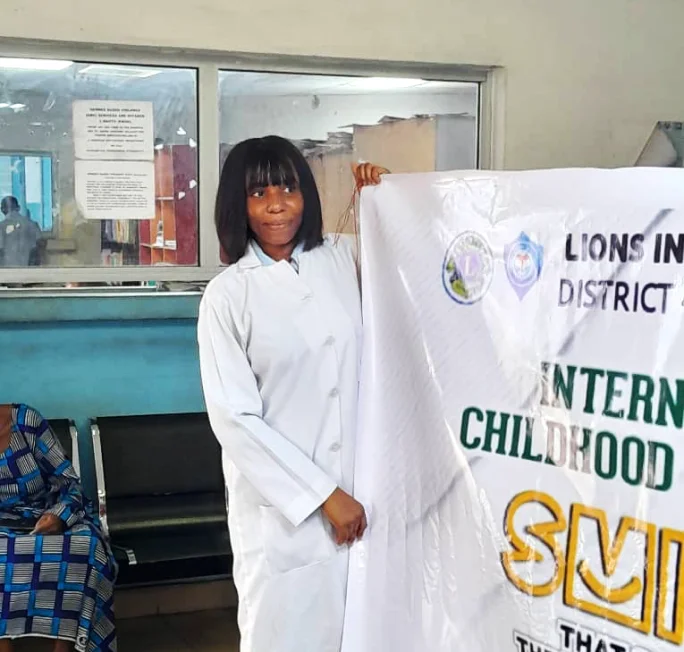 Courtesy of Chimuanya Okere. Attending a childhood cancer event at Riverstate University Teaching Hospital (RSUTH)